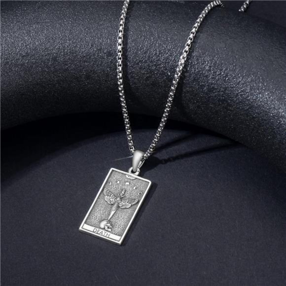 Tarot Card Necklace 925 Sterling Silver Skeleton Necklace The Sun Moon - Picture 5 of 6